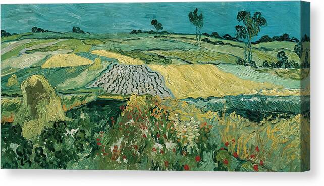 Vincent Van Gogh Canvas Print featuring the painting The Plain of Auvers by Vincent van Gogh by Mango Art