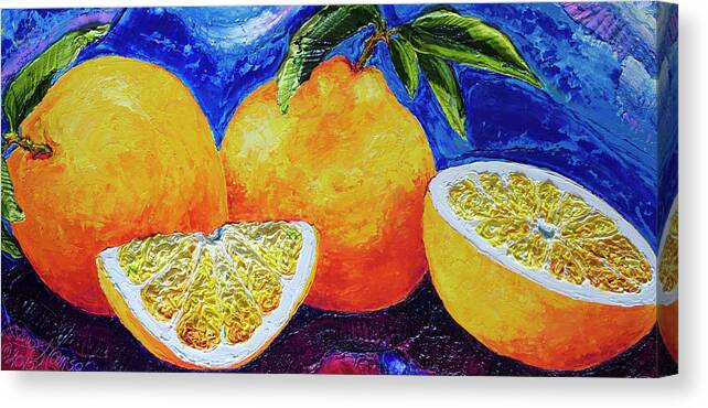 Oranges Canvas Print featuring the painting Paris' Oranges by Paris Wyatt Llanso