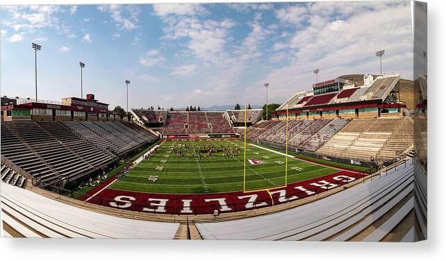 University Of Montana Campus Canvas Print featuring the photograph Washington Grizzly Stadium at the University of Montana by Eldon McGraw