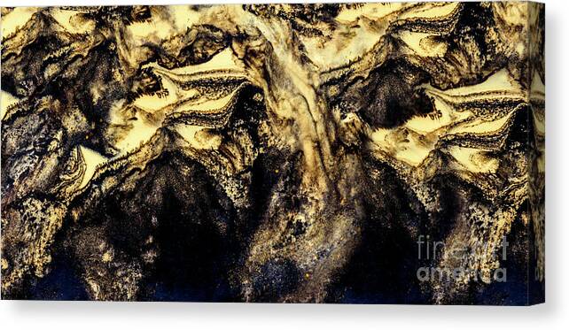 Marble Canvas Print featuring the painting Abstract golden and black paint by Jelena Jovanovic
