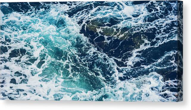 Sea Canvas Print featuring the photograph Aerial view of dramatic sea waves by Jelena Jovanovic