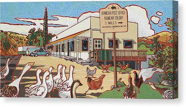  Canvas Print featuring the painting Anne Lang's Emporium by Nadi Spencer