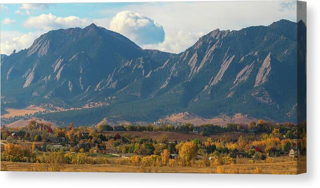 Flatiron Canvas Print featuring the photograph Colorado Colorful Flatirons Panoramic View by James BO Insogna