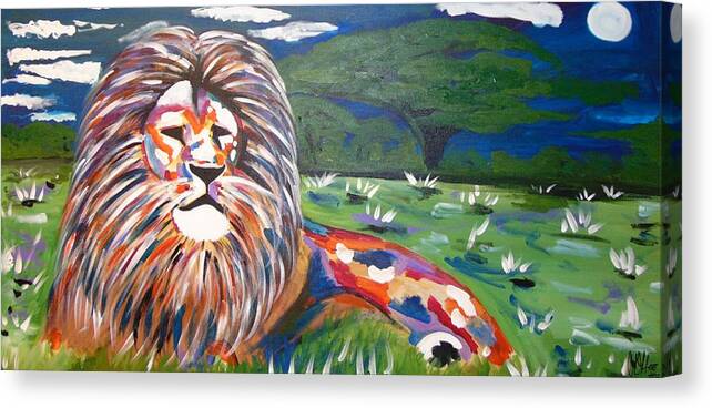 Lion Canvas Print featuring the painting Colorful Royalty by Antonio Moore
