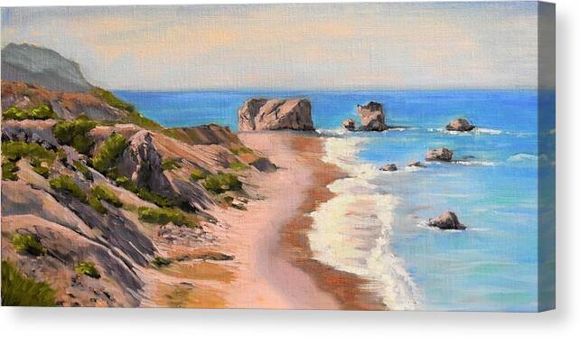 Beach Canvas Print featuring the painting Cyprus Beach by Elisa Arancibia