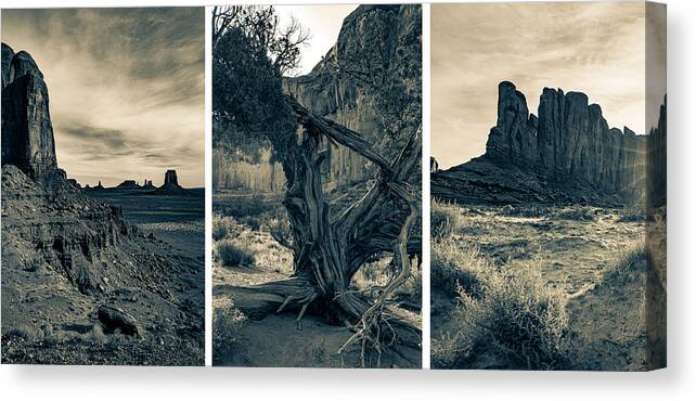 Monument Valley Canvas Print featuring the photograph Dual Tones 1 2 and 3 by JoAnn Silva