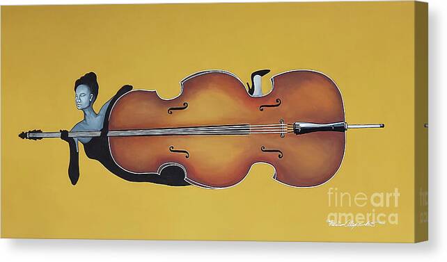 Cello Player Canvas Print featuring the painting Female Cello by Fei A