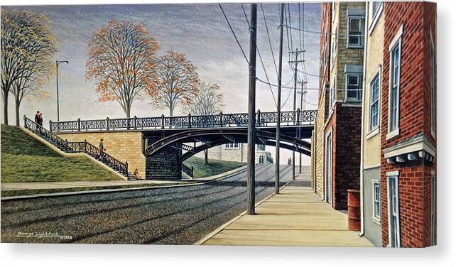 Architectural Landsacpe Canvas Print featuring the painting Gladstone Bridge On A Sunny Day by George Lightfoot