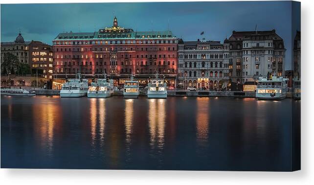 Stockholm Canvas Print featuring the photograph Grand Hotel by Nisah Cheatham