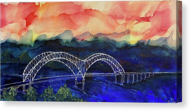 Bridge Canvas Print featuring the painting Hernando de Soto Bridge by Kim Cook