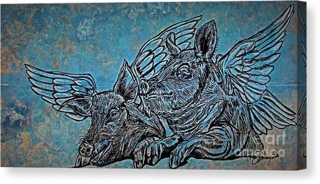 Masks Canvas Print featuring the painting Hog Heaven by Barbara Donovan
