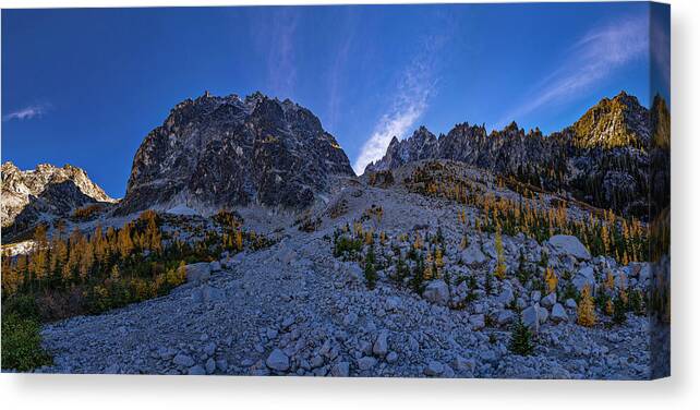 Enchantments Canvas Print featuring the photograph Jagged Peaks and Larches by Pelo Blanco Photo