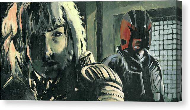 Judge Dredd Canvas Print featuring the painting Judge Dredd and Rookie Anderson by Sv Bell