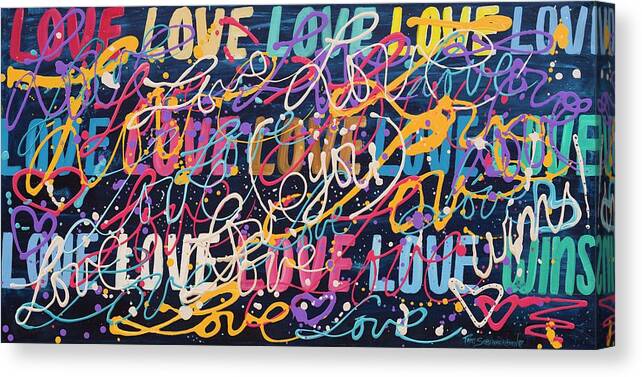Word Art Canvas Print featuring the painting Love Wins by Patti Schermerhorn
