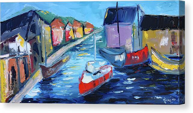 Mevagissey Canvas Print featuring the painting Mevagissey by Roxy Rich