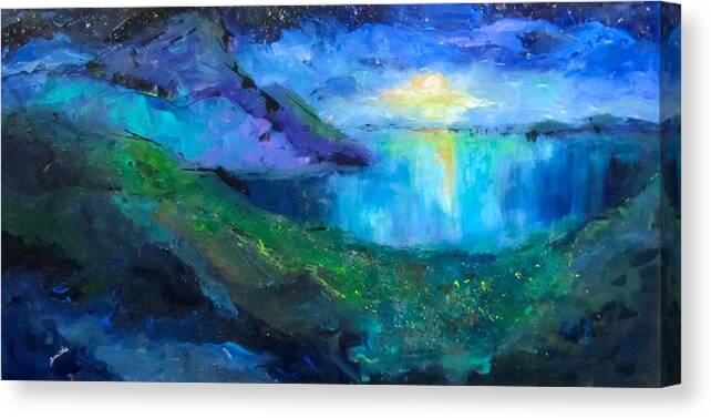 Moon Canvas Print featuring the painting Moon Rise by Barbara O'Toole