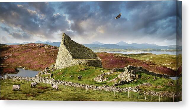 British Isles Canvas Print featuring the photograph Photo of the Dun Carloway Broch, Isle of Lewis, Scotland by Paul E Williams