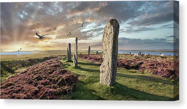 Ring Of Brodgar Canvas Print featuring the photograph Ancient Stone - Photo of The Ring of Brodgar Stone Circle, Orkney by Paul E Williams