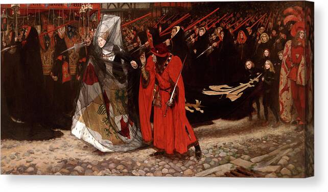 Edwin Austin Abbey Canvas Print featuring the painting Richard, Duke of Gloucester, and the Lady Anne by Edwin Austin Abbey
