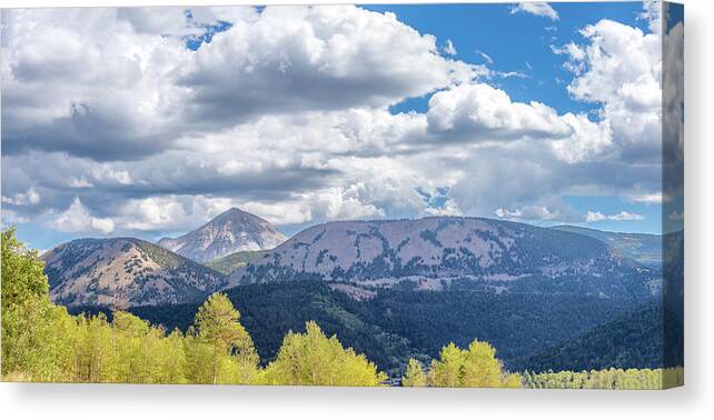 Beauty In The Sky Canvas Print featuring the photograph Spanish Peaks Country Colorado Panorama by Debra Martz