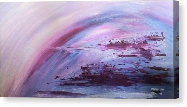 Purple Canvas Print featuring the painting The Storm is over by Christine Cloutier