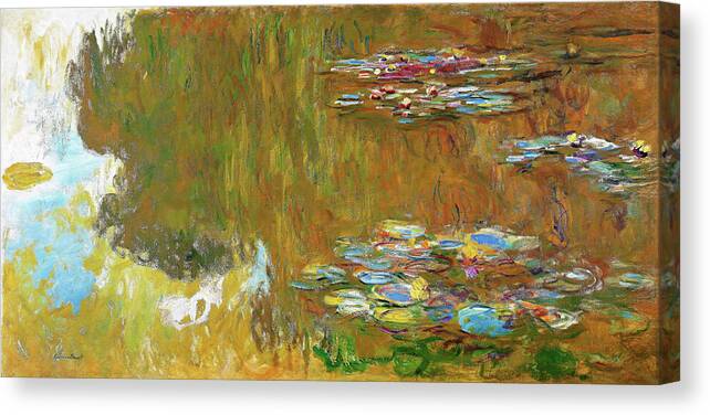 Claude Monet Canvas Print featuring the painting The Water Lily Pond - Digital Remastered Edition by Claude Monet