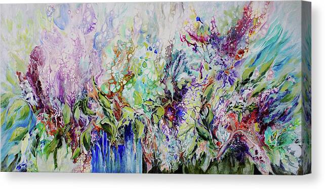 Floral Canvas Print featuring the painting Three Vases by Jo Smoley