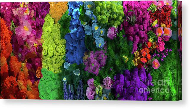 Flowers Canvas Print featuring the painting Wall of Color by Mindy Sommers