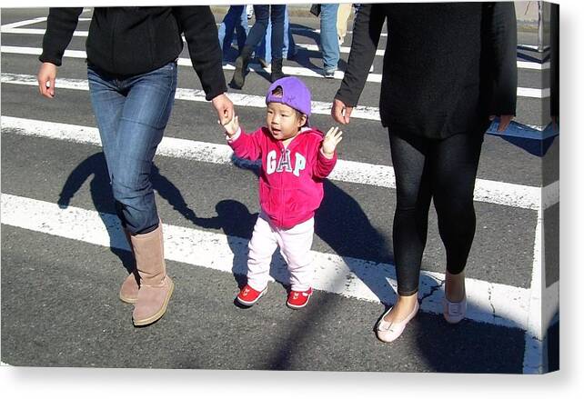 People Canvas Print featuring the photograph Crossing Charles Street by Lori-Anne Fay