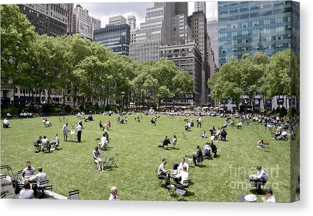 New York City; New York; Nyc; Manhattan; Bryant Park Canvas Print featuring the photograph Bryant Park in New York City by David Oppenheimer