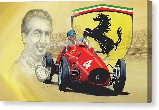 Ferrari Canvas Print featuring the painting The Ferrari Legends - Alberto Ascari by Simon Read