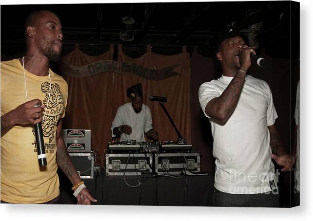 2011 Canvas Print featuring the photograph Dead Prez Photos with M-1, stic.man and mikeflo by David Oppenheimer