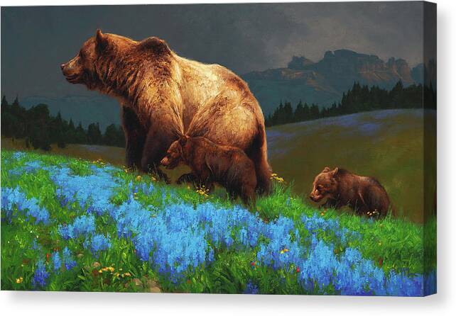 Grizzly Canvas Print featuring the painting Summertime Blue by Greg Beecham