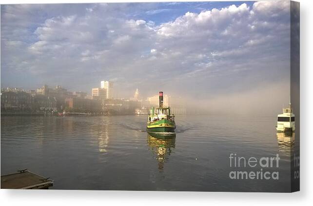Fog Canvas Print featuring the photograph Fog over the river by Agnes Caruso