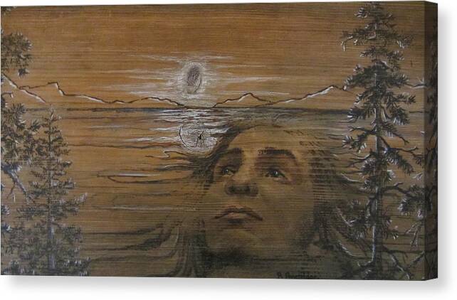 Wood Plank Canvas Print featuring the mixed media Lake Spirit by Barbara Prestridge
