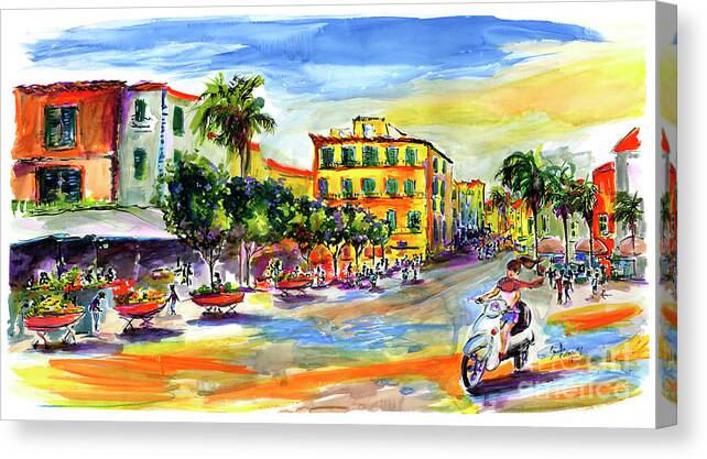 Italy Canvas Print featuring the painting Summer In Sorrento Italy Travel by Ginette Callaway