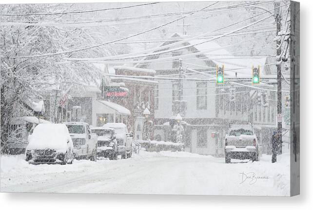 Snow Canvas Print featuring the photograph West Main in Snow #6235 by Dan Beauvais
