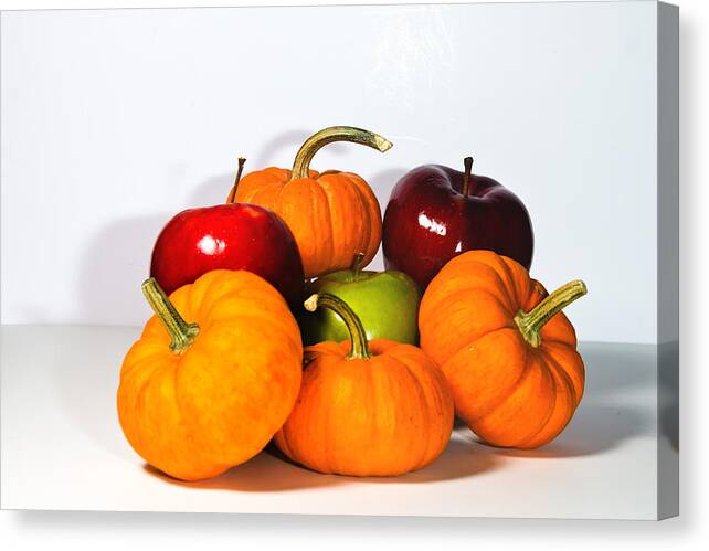 Food Canvas Print featuring the photograph Apples and Pumpkins2 by Cecil Fuselier