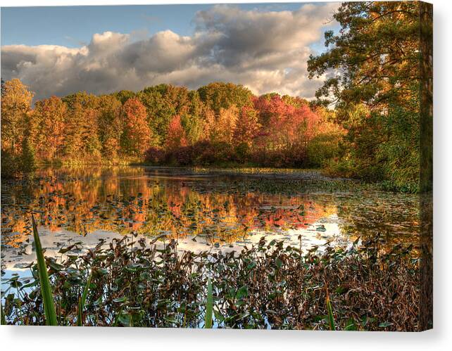 2x3 Canvas Print featuring the photograph Autumn Reflection on Foster Pond by At Lands End Photography