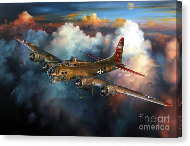 Aviation Art Canvas Print featuring the painting Last Flight For Nine-O-Nine by Randy Green