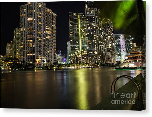 Florida Canvas Print featuring the photograph Miami lights by Agnes Caruso