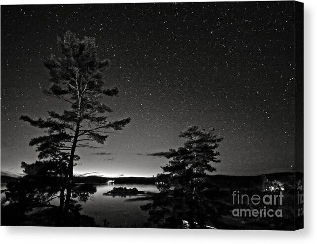 Stars Canvas Print featuring the photograph Northern Starry Sky Black White by Charline Xia