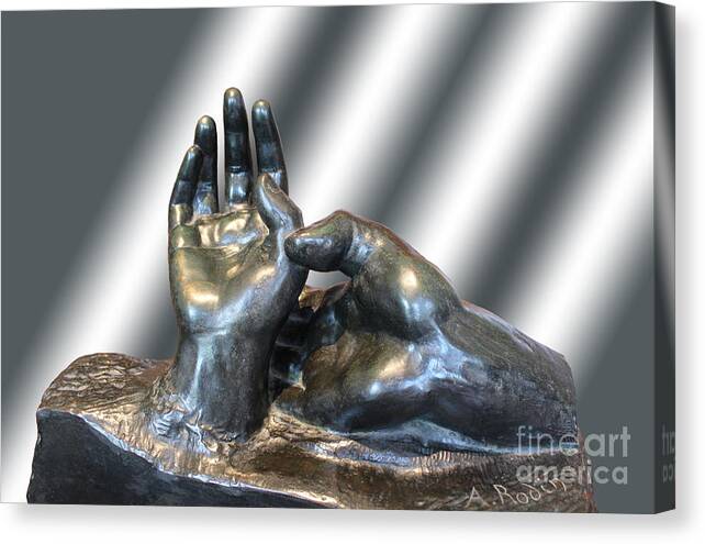 Rodin Hands Sculpture Canvas Print featuring the photograph Rodin Hands Sculpture 02 by Carlos Diaz