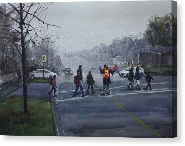 Nature Canvas Print featuring the painting School Traffic by Helal Uddin