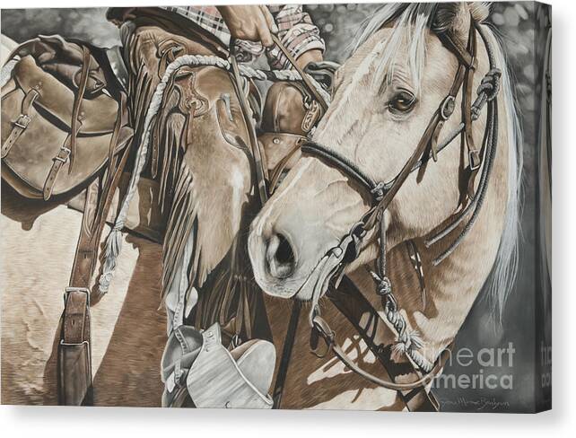 Ranch Canvas Print featuring the pastel She's a Workin Girl by Joni Beinborn