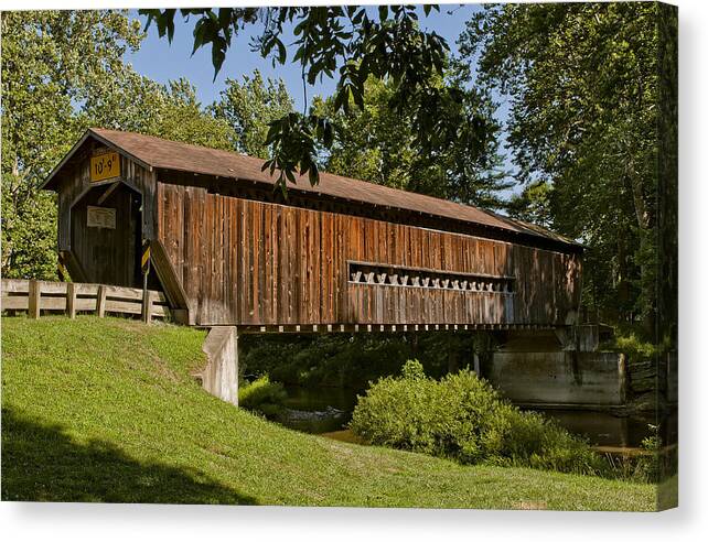 2x3 Canvas Print featuring the photograph Benetka Road Covered Bridge #1 by At Lands End Photography