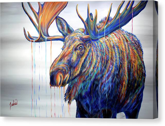 Moose Canvas Print featuring the painting Daydreamer by Teshia Art