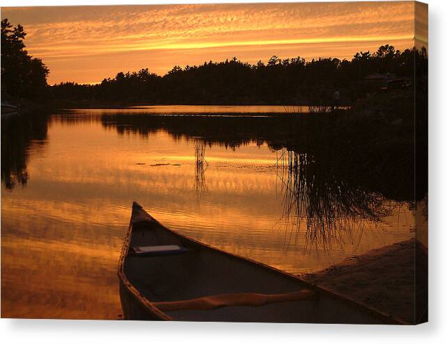 Canoe Canvas Print featuring the photograph Waiting for Me by Linda McRae