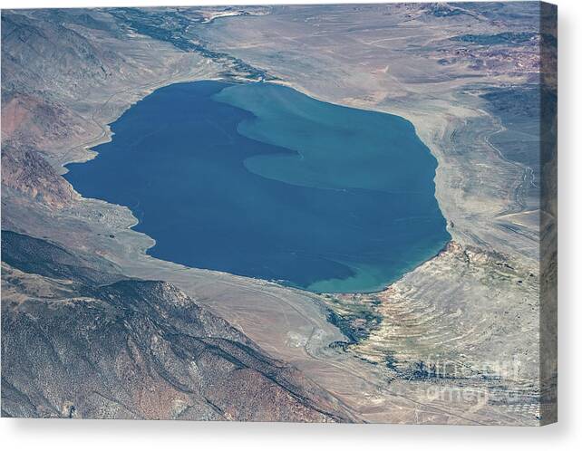 Walker Lake Canvas Print featuring the photograph Walker Lake in Mineral County Nevada Aerial by David Oppenheimer