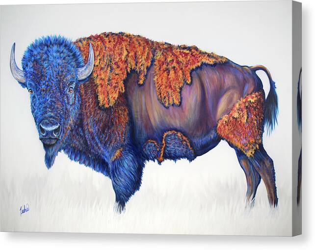 Bison Canvas Print featuring the painting Brutus by Teshia Art